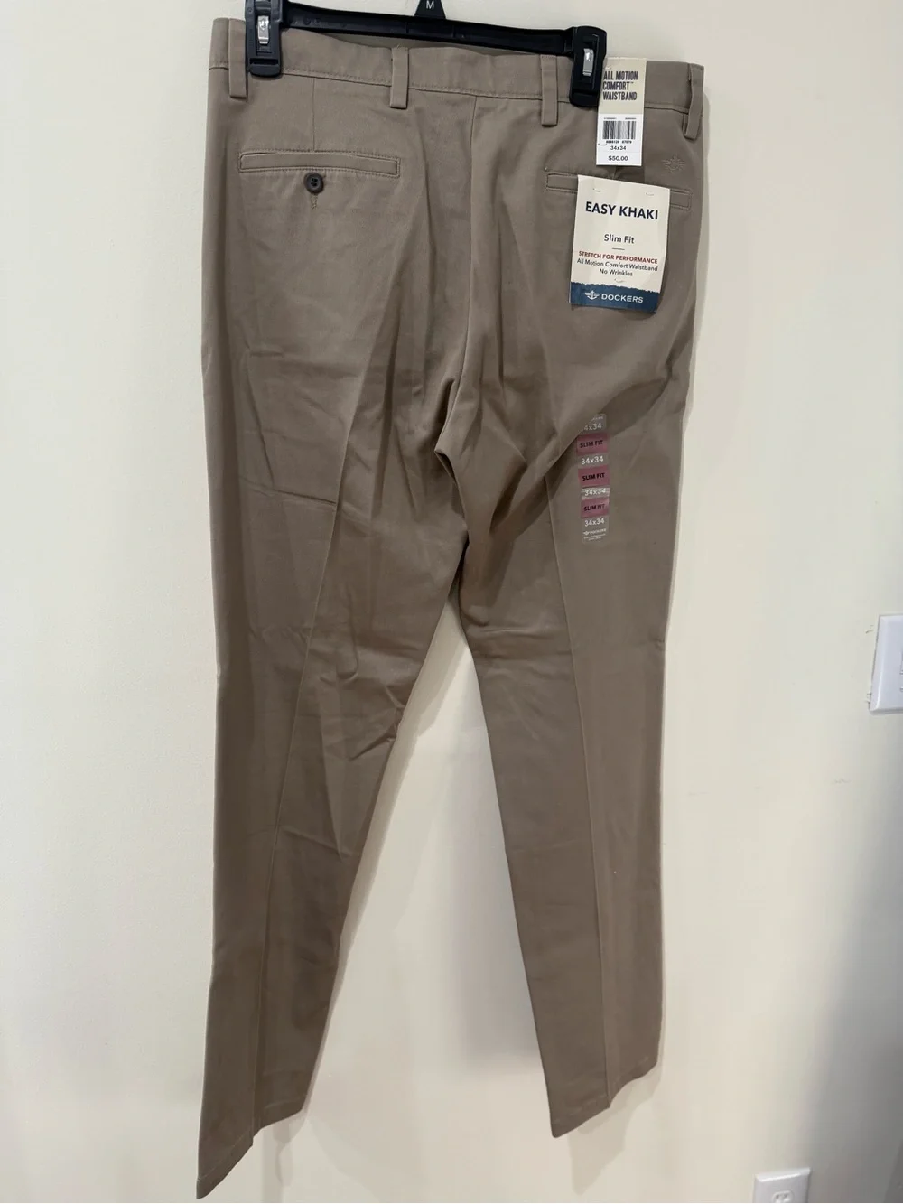 Dockers Men's Chino Pants in Light Khaki/Taupe Slim Fit New with Tags 34x34